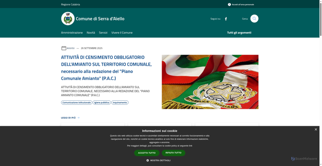 Security scan screenshot of https://www.comune.serradaiello.cs.it/it