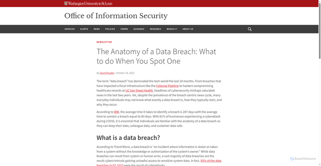 Security scan screenshot of https://informationsecurity.wustl.edu/cybersecurity-in-the-home-3-steps-households-can-take-2-2/