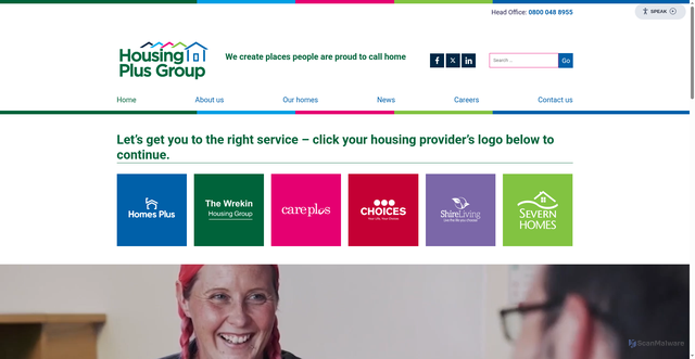 Security scan screenshot of https://housingplusgroup.co.uk