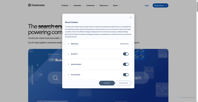 Security scan screenshot of https://constructor.io