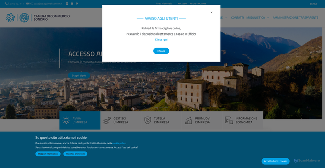 Security scan screenshot of https://www.so.camcom.it/