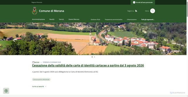 Security scan screenshot of https://www.comune.merana.al.it