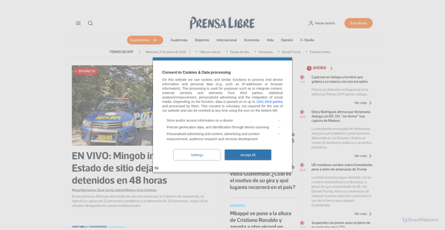Security scan screenshot of https://www.prensalibre.com