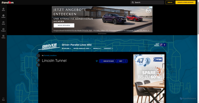 Security scan screenshot of https://dpl.fandom.com/wiki/Lincoln_Tunnel