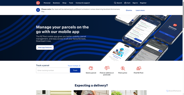 Security scan screenshot of https://www.nzpost.co.nz:443/