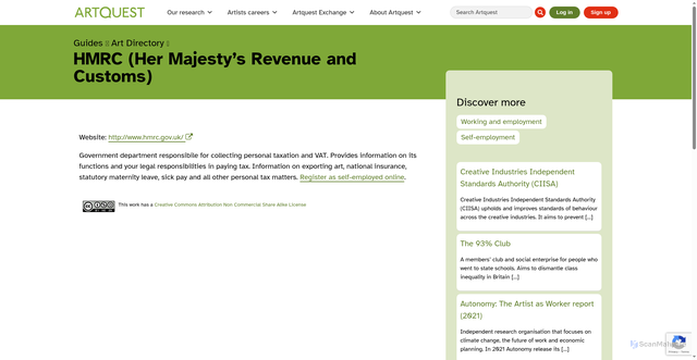 Security scan screenshot of https://artquest.org.uk/listing/hmrc-her-majestys-revenue-and-customs/