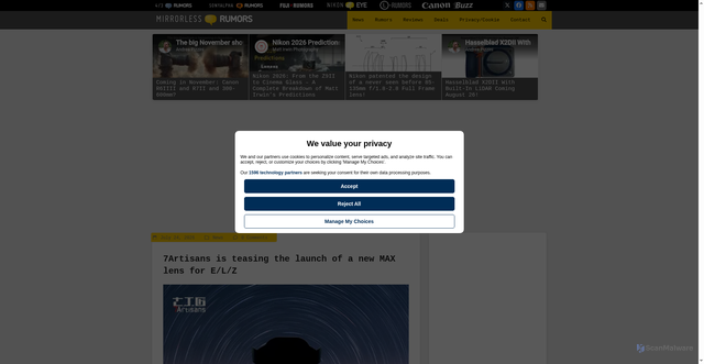 Security scan screenshot of https://www.mirrorlessrumors.com/