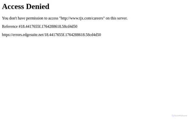 Security scan screenshot of https://www.tjx.com/careers