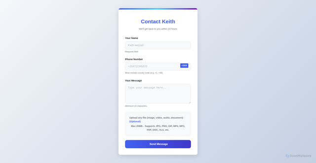 Security scan screenshot of https://keithsite.top/contact