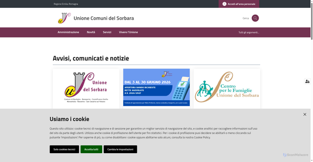 Security scan screenshot of https://www.unionedelsorbara.mo.it