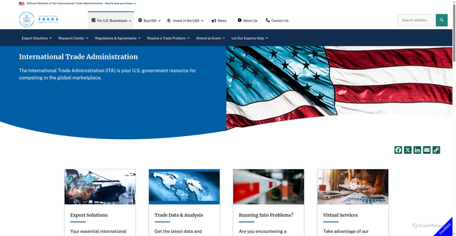 Security scan screenshot of https://www.trade.gov/
