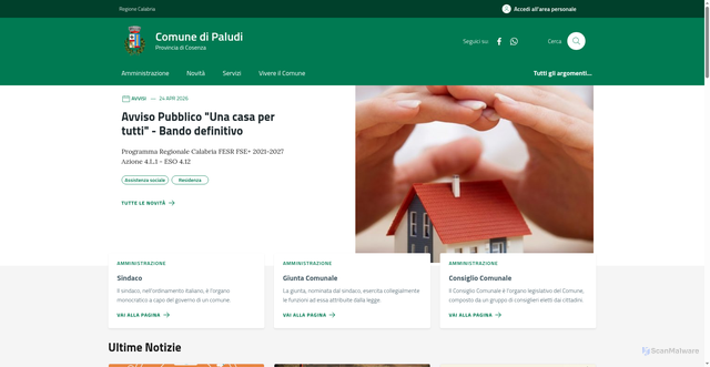 Security scan screenshot of https://www.comune.paludi.cs.it