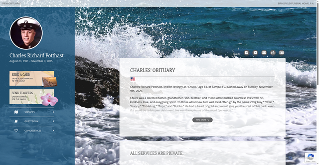 Security scan screenshot of https://www.brinsfieldfuneral.com/obituary/charles-potthast