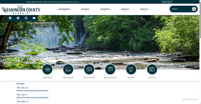 Security scan screenshot of https://washingtoncountyga.gov/