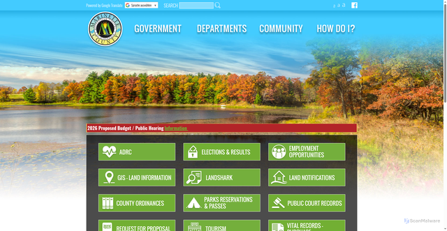 Security scan screenshot of https://www.marinettecountywi.gov/