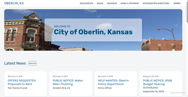 Security scan screenshot of https://oberlinkansas.gov/
