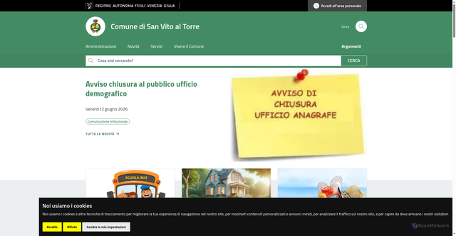 Security scan screenshot of https://www.comune.sanvitoaltorre.ud.it