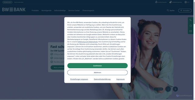 Security scan screenshot of https://bw-bank.de