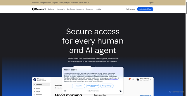 Security scan screenshot of https://me.1password-vault.co