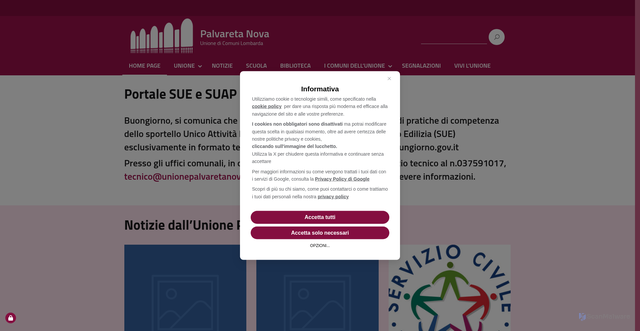 Security scan screenshot of https://unionepalvaretanova.it/