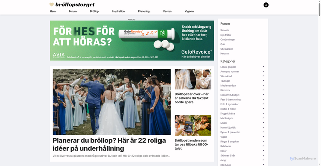 Security scan screenshot of https://brollopstorget.se