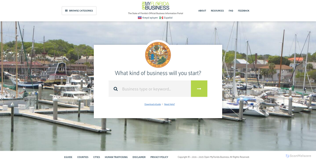 Security scan screenshot of https://openmyfloridabusiness.gov/