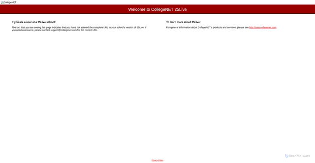 Security scan screenshot of https://25live.collegenet.com
