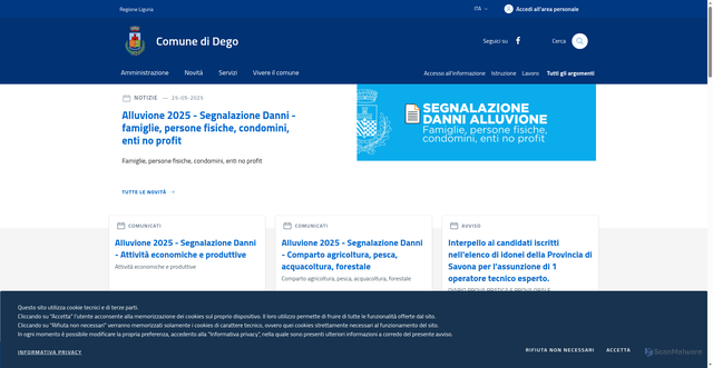 Security scan screenshot of https://www.comune.dego.sv.it/
