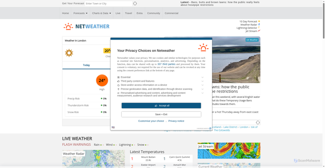 Security scan screenshot of https://www.netweather.tv