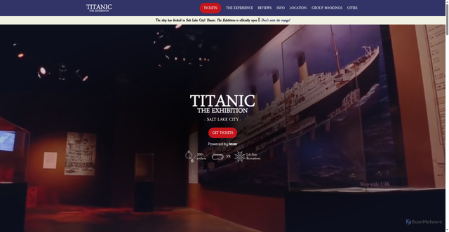 Security scan screenshot of https://thetitanicexhibition.com/salt-lake-city/