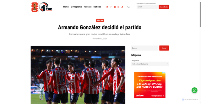 Security scan screenshot of https://fdpradio.com/armando-gonzalez-decidio-el-partido/