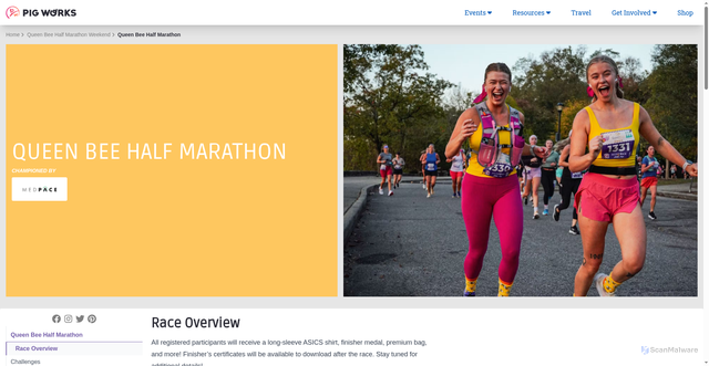 Security scan screenshot of https://flyingpigmarathon.com/queen-bee-half-marathon-weekend/event/queen-bee-half-marathon
