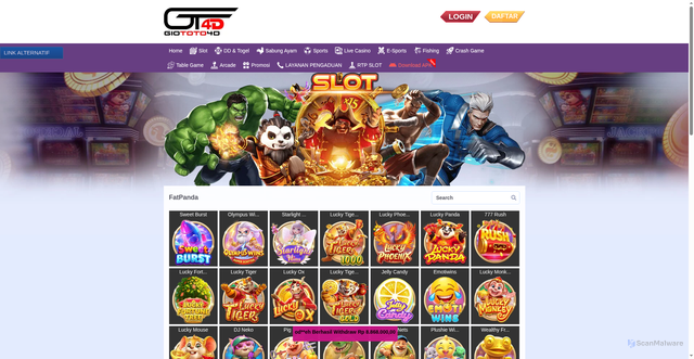 Security scan screenshot of https://lagiimlek.top/desktop/game/slot/fatpanda