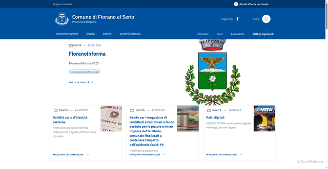 Security scan screenshot of https://www.comune.fioranoalserio.bg.it/home/index.html