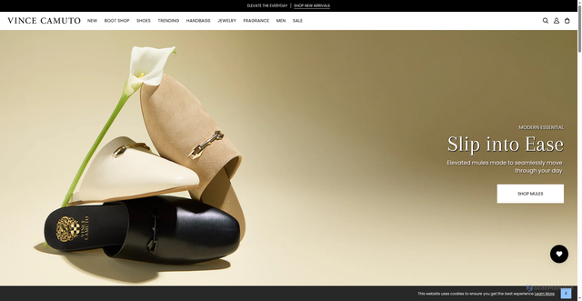 Security scan screenshot of https://www.vincecamuto.com