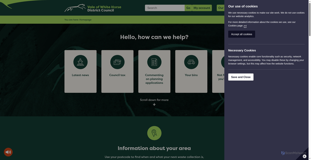Security scan screenshot of https://www.whitehorsedc.gov.uk/