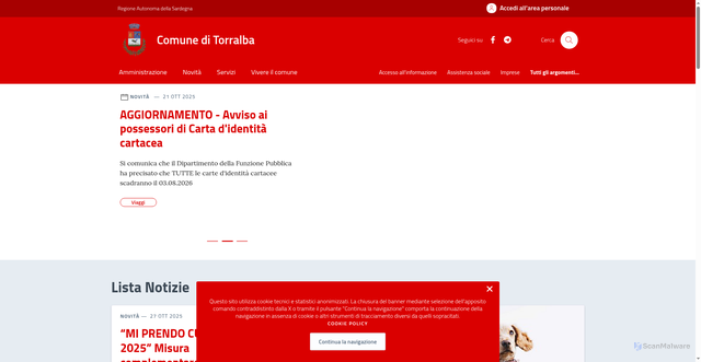 Security scan screenshot of https://comune.torralba.ss.it/