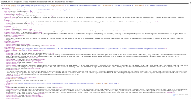 Security scan screenshot of https://feeds.megaphone.fm/ESP2837225173