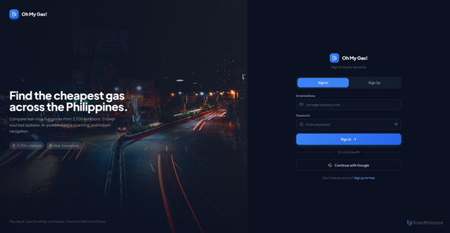 Security scan screenshot of https://ohmygas.info/