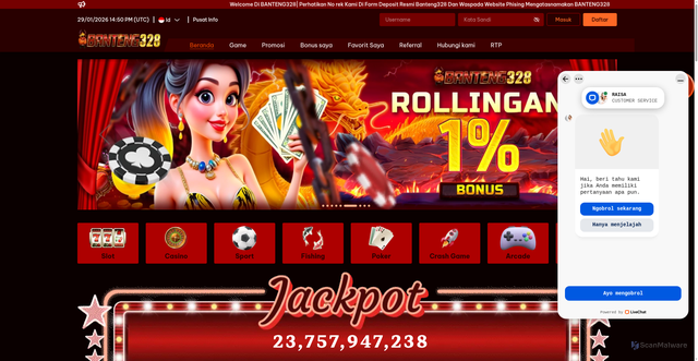 Security scan screenshot of http://banteng328goyang.site/