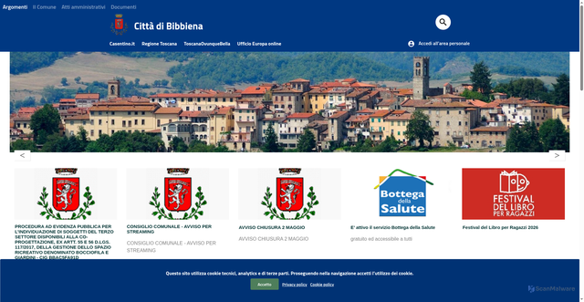 Security scan screenshot of https://www.comunedibibbiena.ar.it
