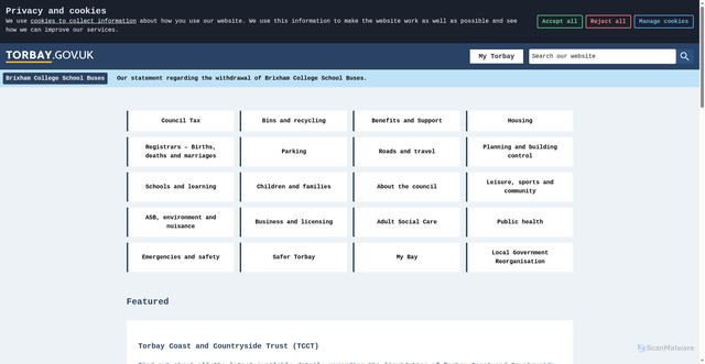 Security scan screenshot of http://www.torbay.gov.uk