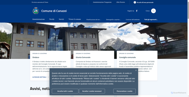 Security scan screenshot of https://www.comune.canazei.tn.it/
