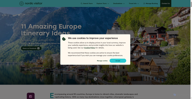 Security scan screenshot of https://www.nordicvisitor.com/blog/europe-itinerary-ideas/