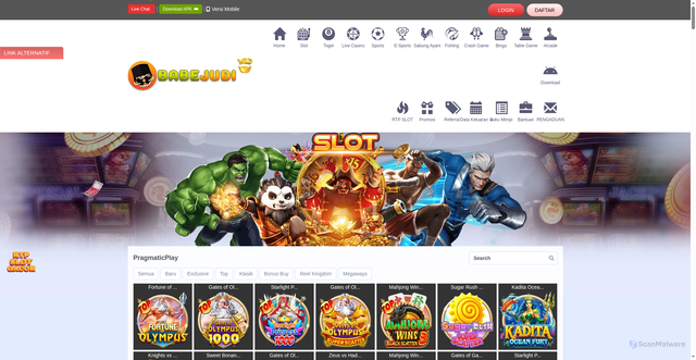 Security scan screenshot of https://babejd.icu/desktop/game/slot/pragmaticplay