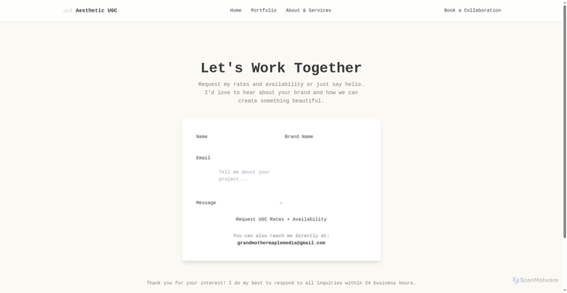 Security scan screenshot of https://aesthetichaven.art/contact.html