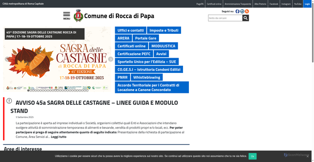 Security scan screenshot of https://www.comune.roccadipapa.rm.it/
