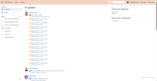 Security scan screenshot of https://wiki.metropolia.fi