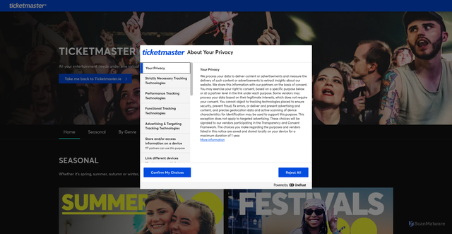 Security scan screenshot of https://guides.ticketmaster.ie