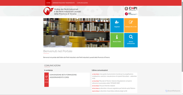 Security scan screenshot of https://web.peritindustrialiteramo.it/